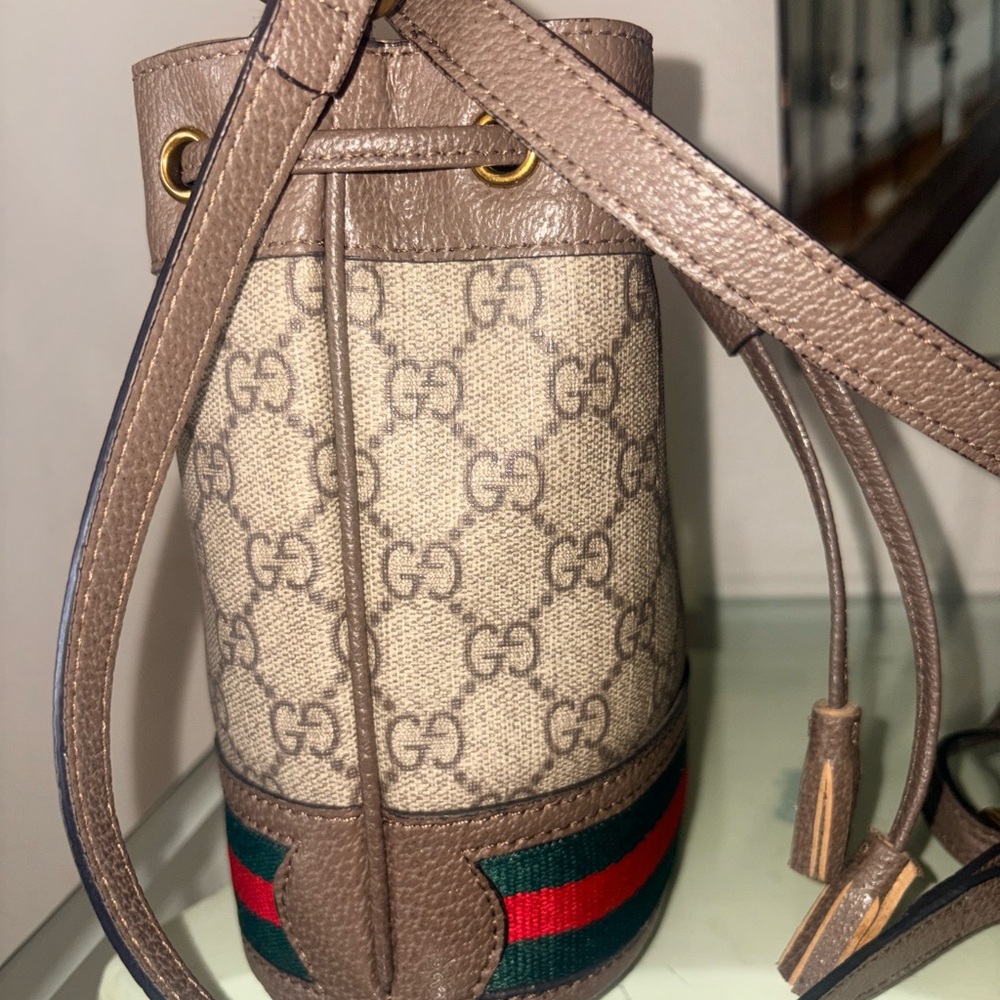 Gucci Brown GG Canvas Mini Drawstring Bucket Bag - Picture 7 of 10
